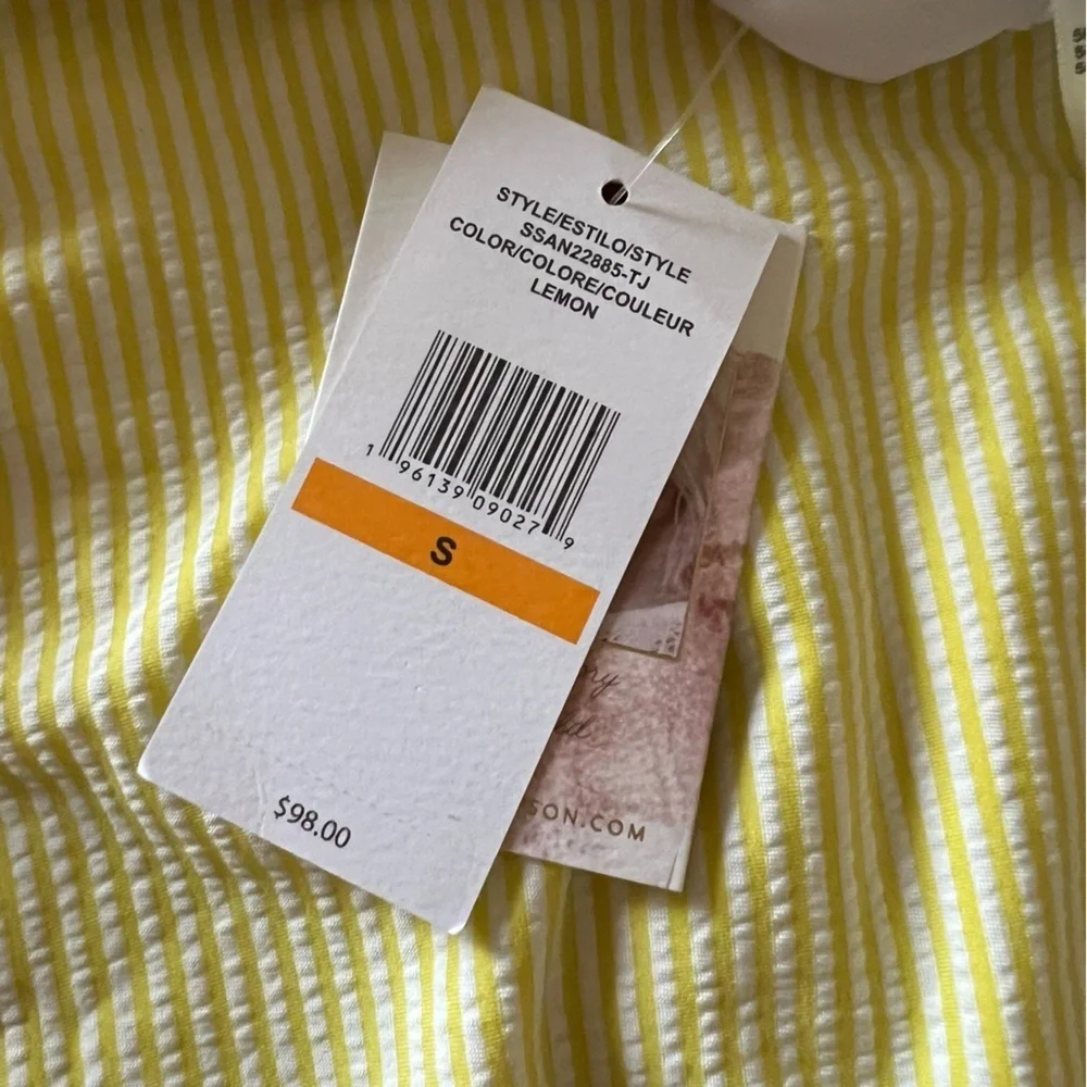 NWT Jessica Simpson Lemon Yellow Scalloped One Piece Swimsuit, size S